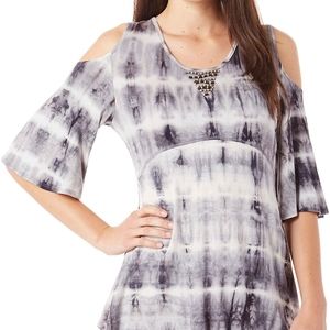 Tie dye cold shoulder tunic top